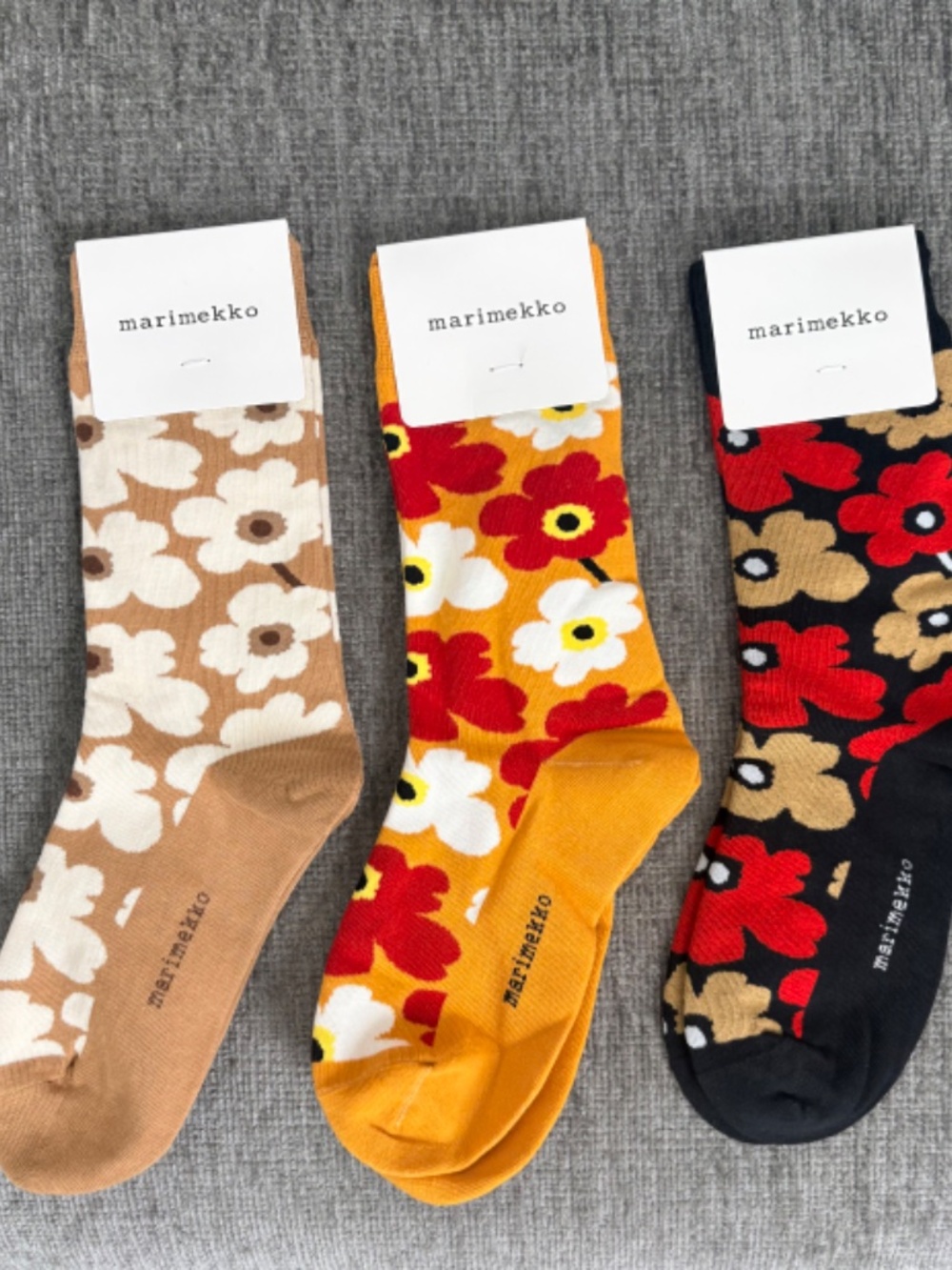 3 Marimekko Socks Flowers BNWT Women Size 6-8.5 Fall Autumn Earthy Twee